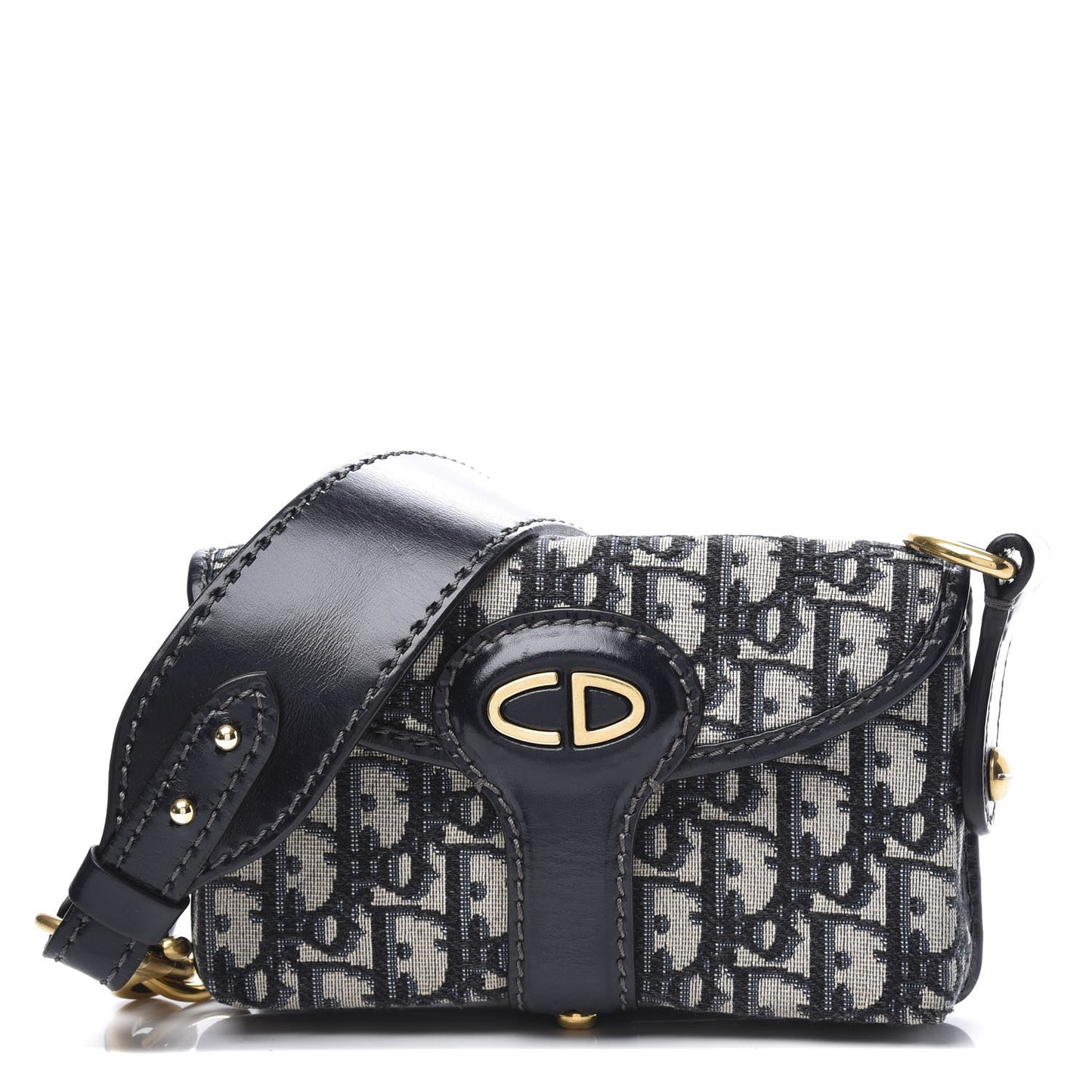 Oblique Flap Bag Navy Blue