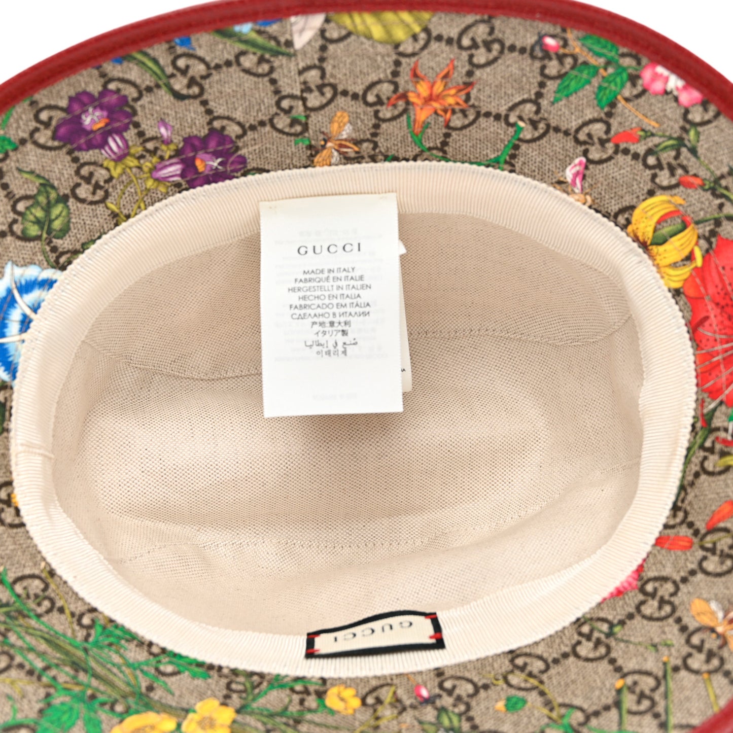 GG Supreme Monogram Flora Bucket Hat 57 White