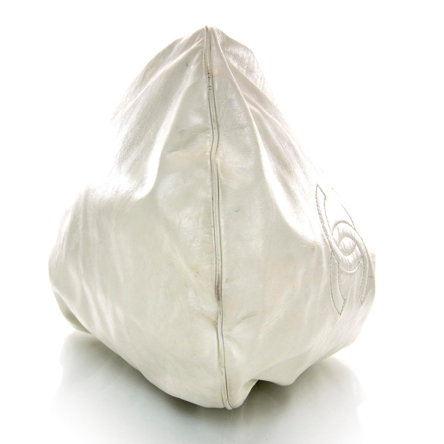 Lambskin Large Rock and Chain Hobo White