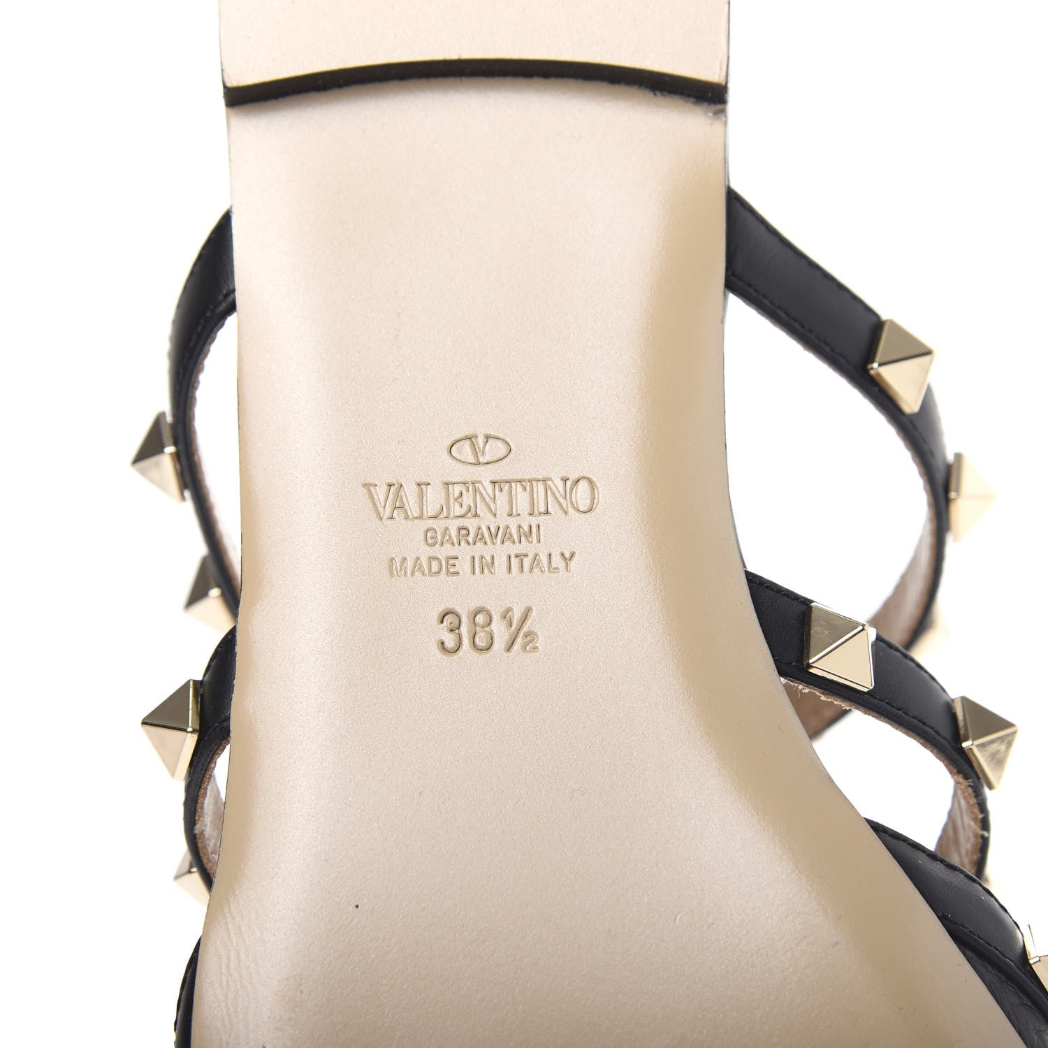 Valentino Garavani Pebbled Calfskin Rockstud Flat Cage Mules 38.5 Black 9 of 11