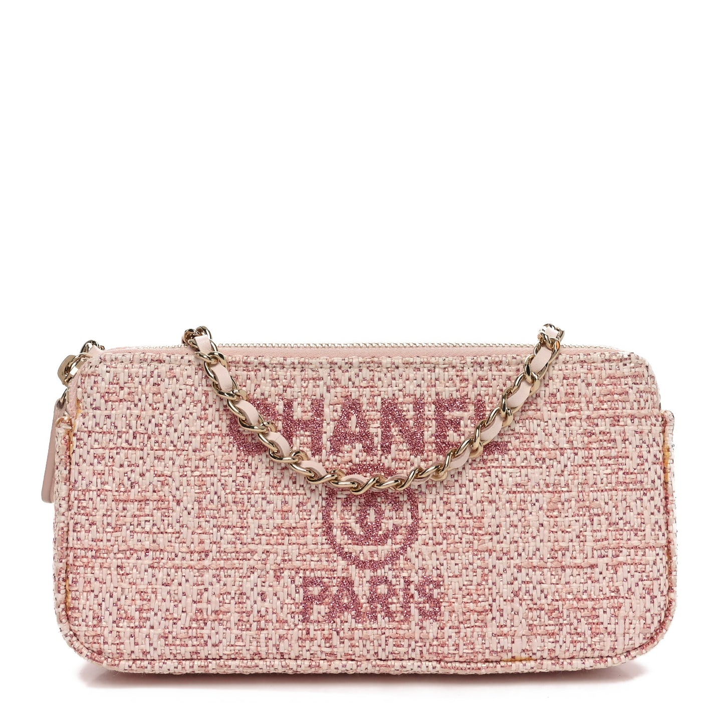 Canvas Small Deauville Clutch With Chain Pink