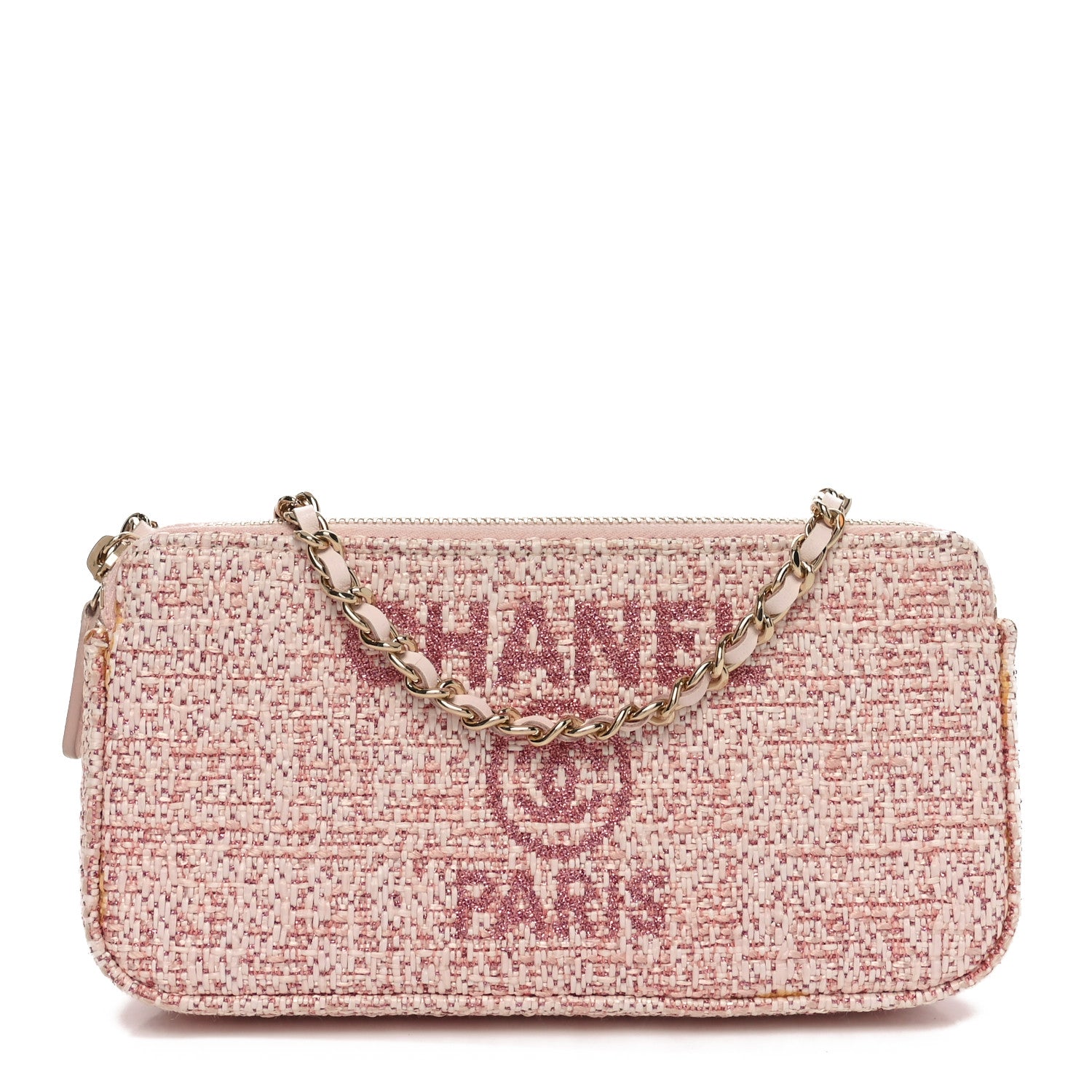 Chanel Canvas Small Deauville Clutch With Chain Pink 1 of 12