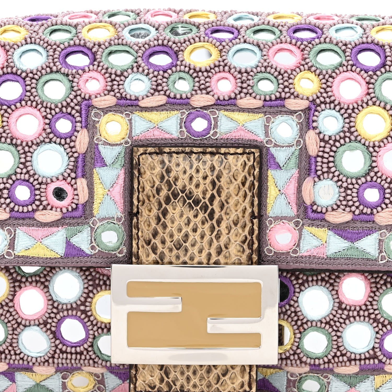Fendi Elaphe Mirror Specchietti Embroidered Re-Edition Baguette