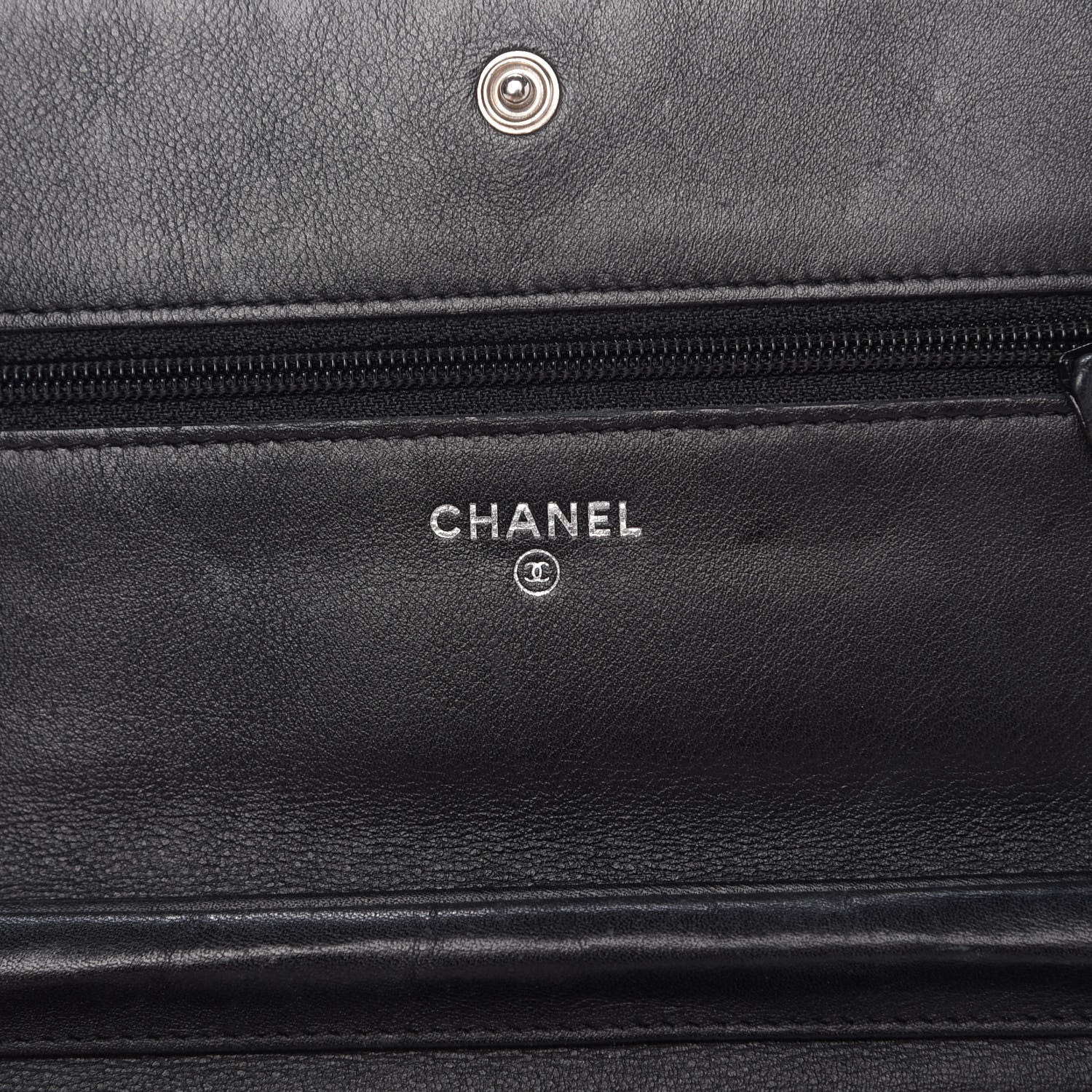 Chanel Lambskin Diamond Stitched Wallet On Chain WOC Black 8 of 10