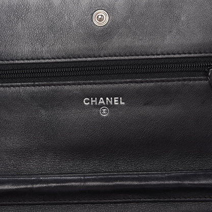 Chanel Lambskin Diamond Stitched Wallet On Chain WOC Black 8 of 10
