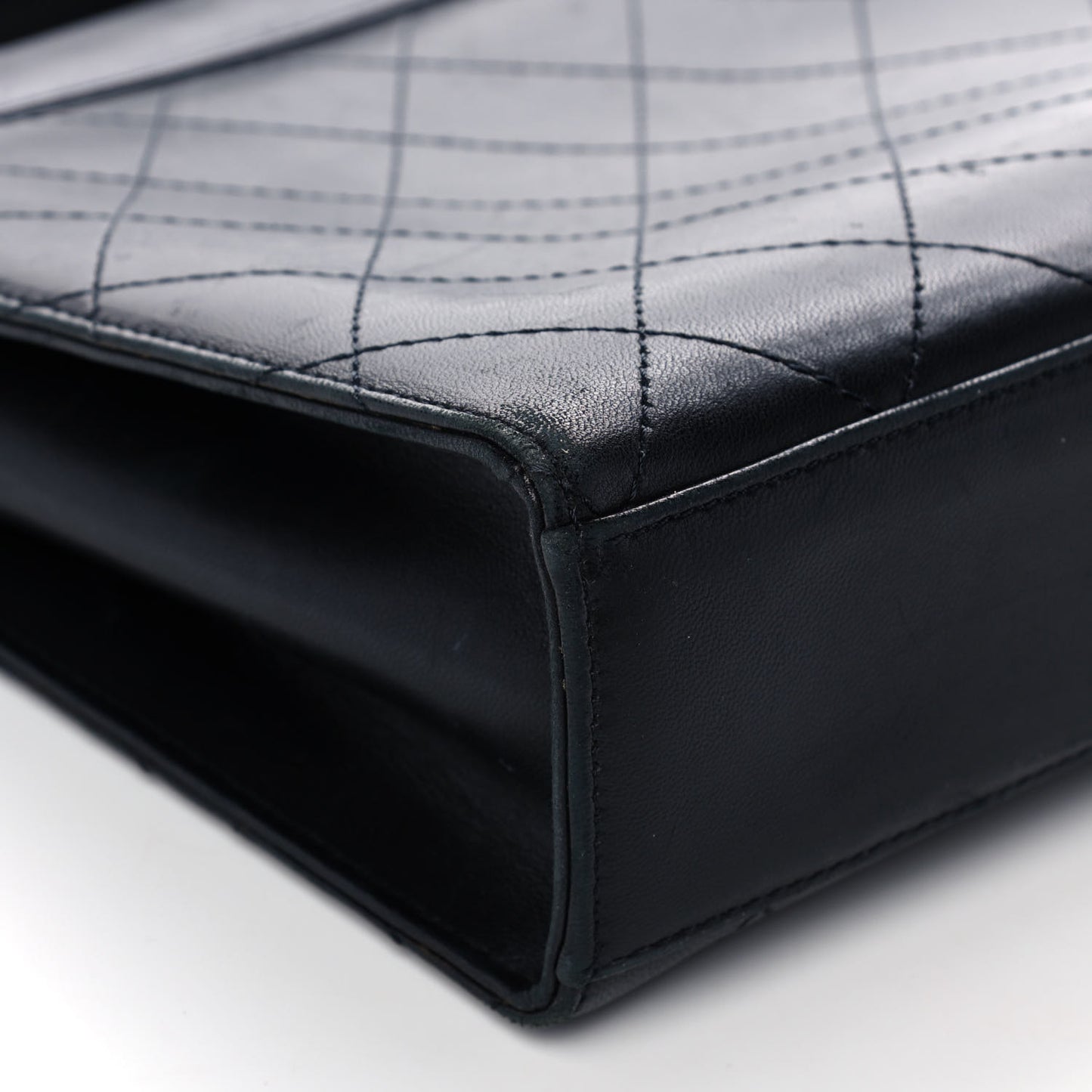 Lambskin Stitched Shoulder Bag Black