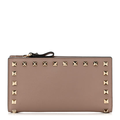 Valentino Garavani Calfskin Rockstud Continental Wallet Poudre 1 of 8