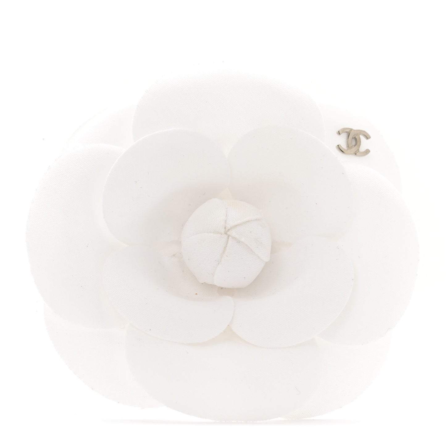 Fabric Camellia Flower Brooch White