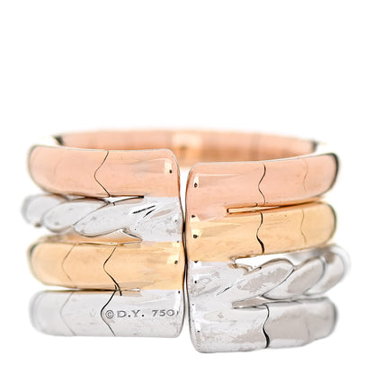 David Yurman 18K Yellow White Rose Gold Diamond Pave Flex Four-Row Ring 53 6.5 3 of 5