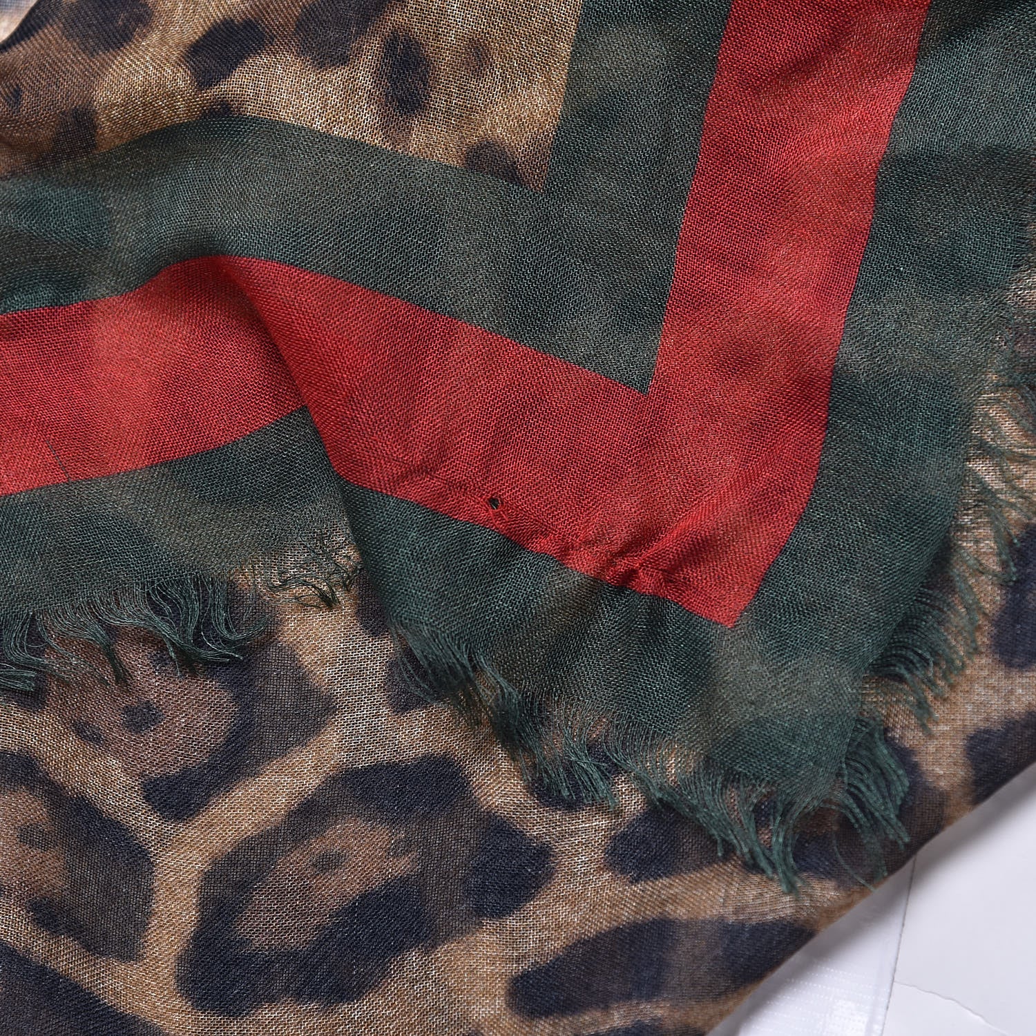 Gucci Modal Silk Leopard Print Web Square Scarf 5 of 5