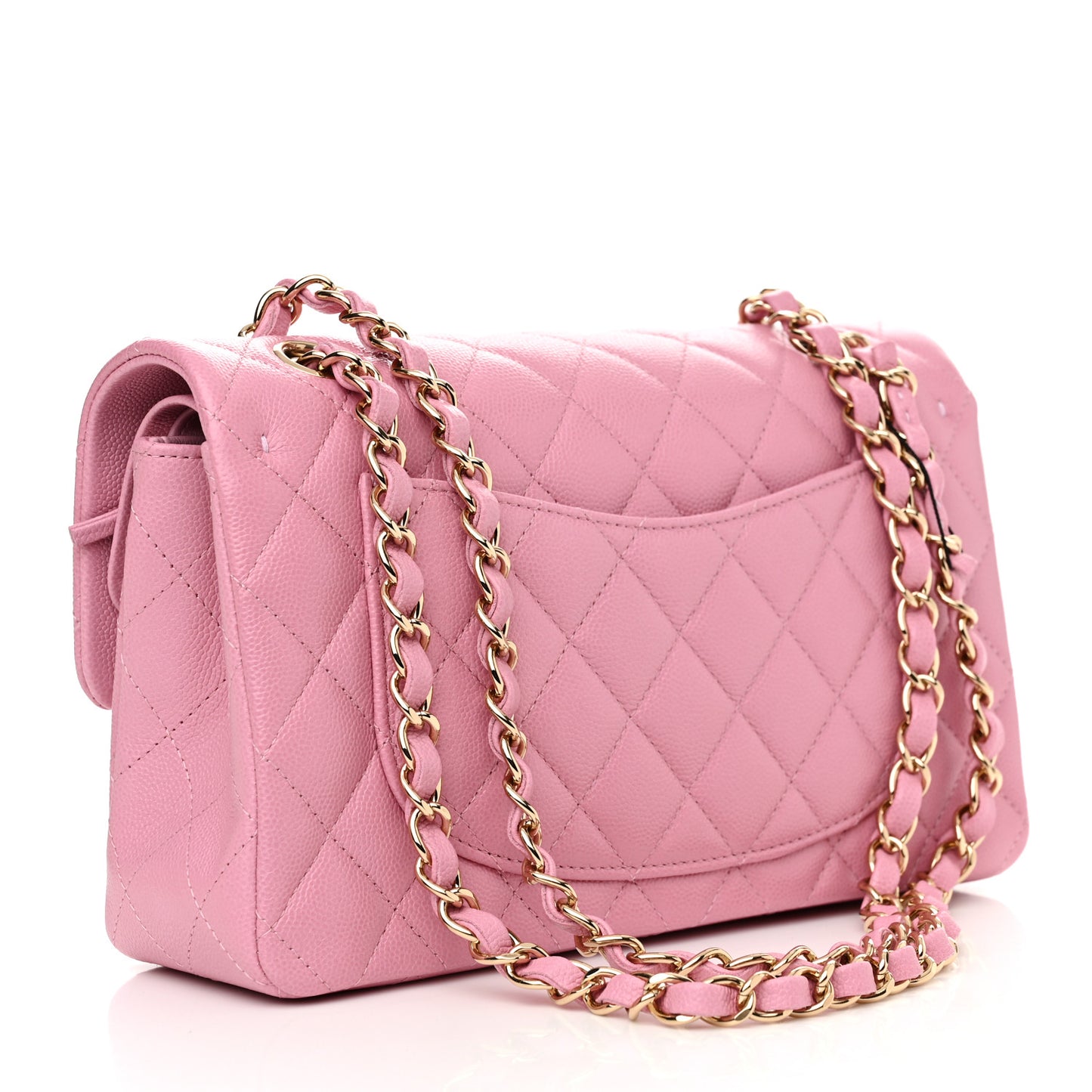 Caviar Quilted Small Double Flap Pink