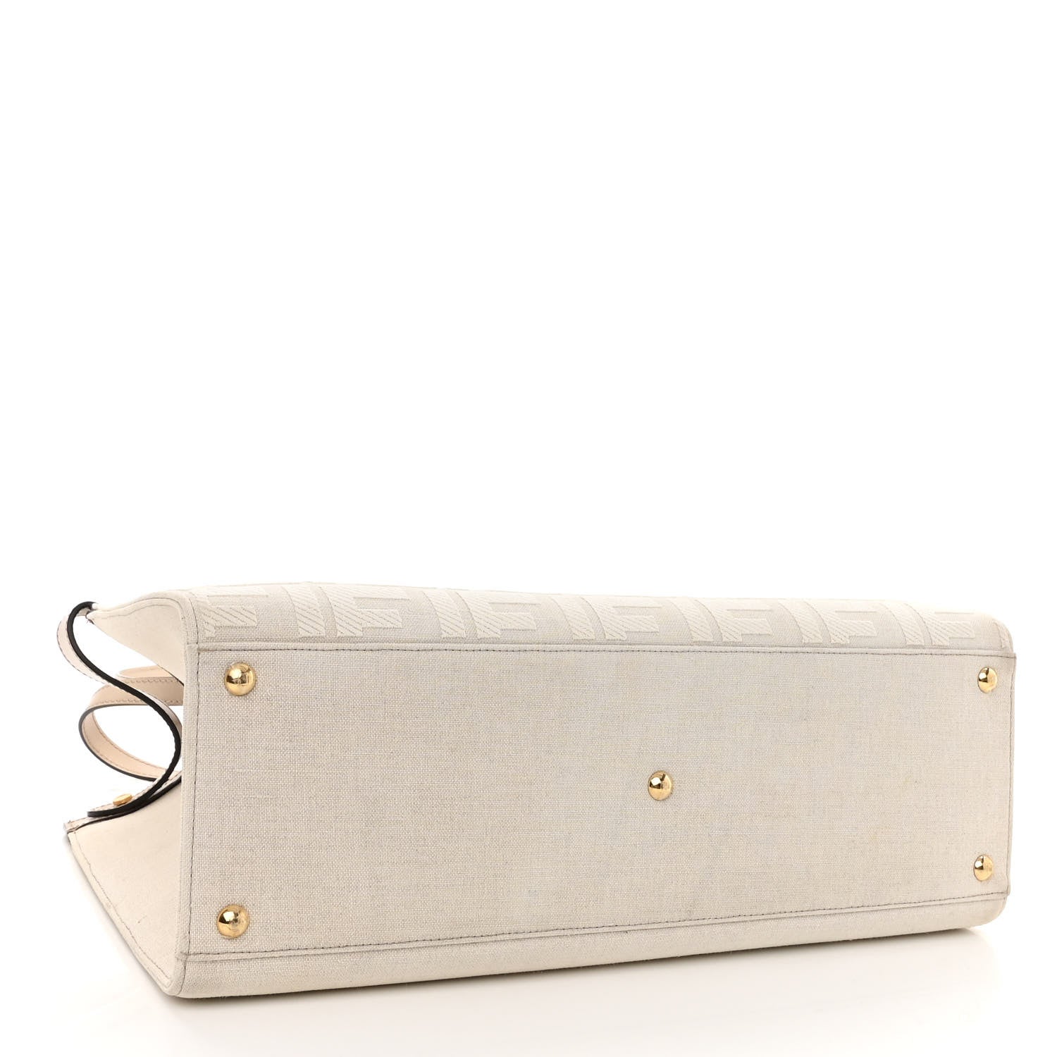 Fendi Canvas Vitello King FF Embroidered Medium Peekaboo X-Tote Poudre 4 of 12