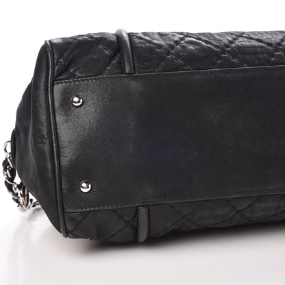 Chanel Iridescent Calfskin Quilted Relax CC Bowler Black 10 of 11