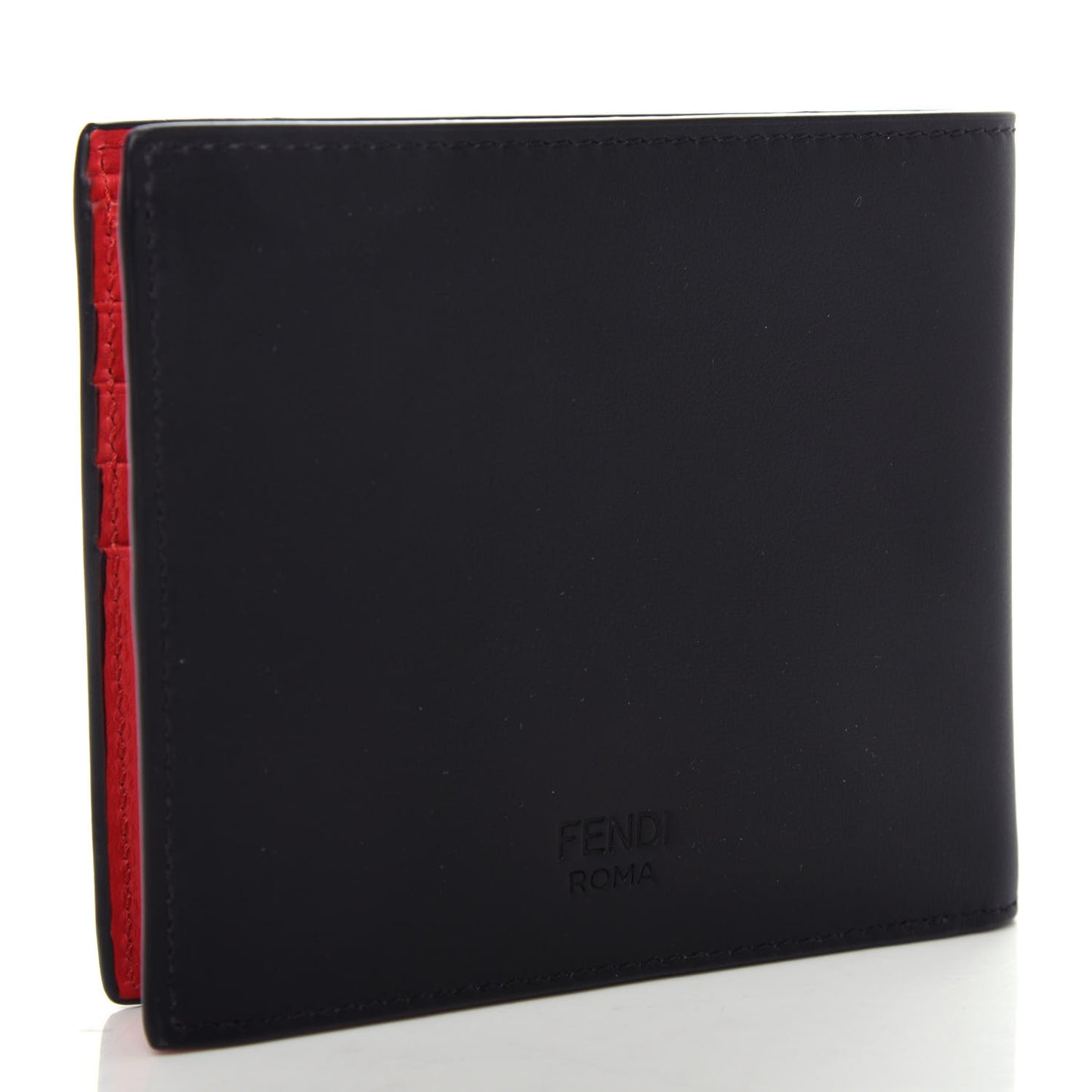 Vitello Century Monster Eyes Inlay Bi-Fold Wallet Black Giallo Rosso
