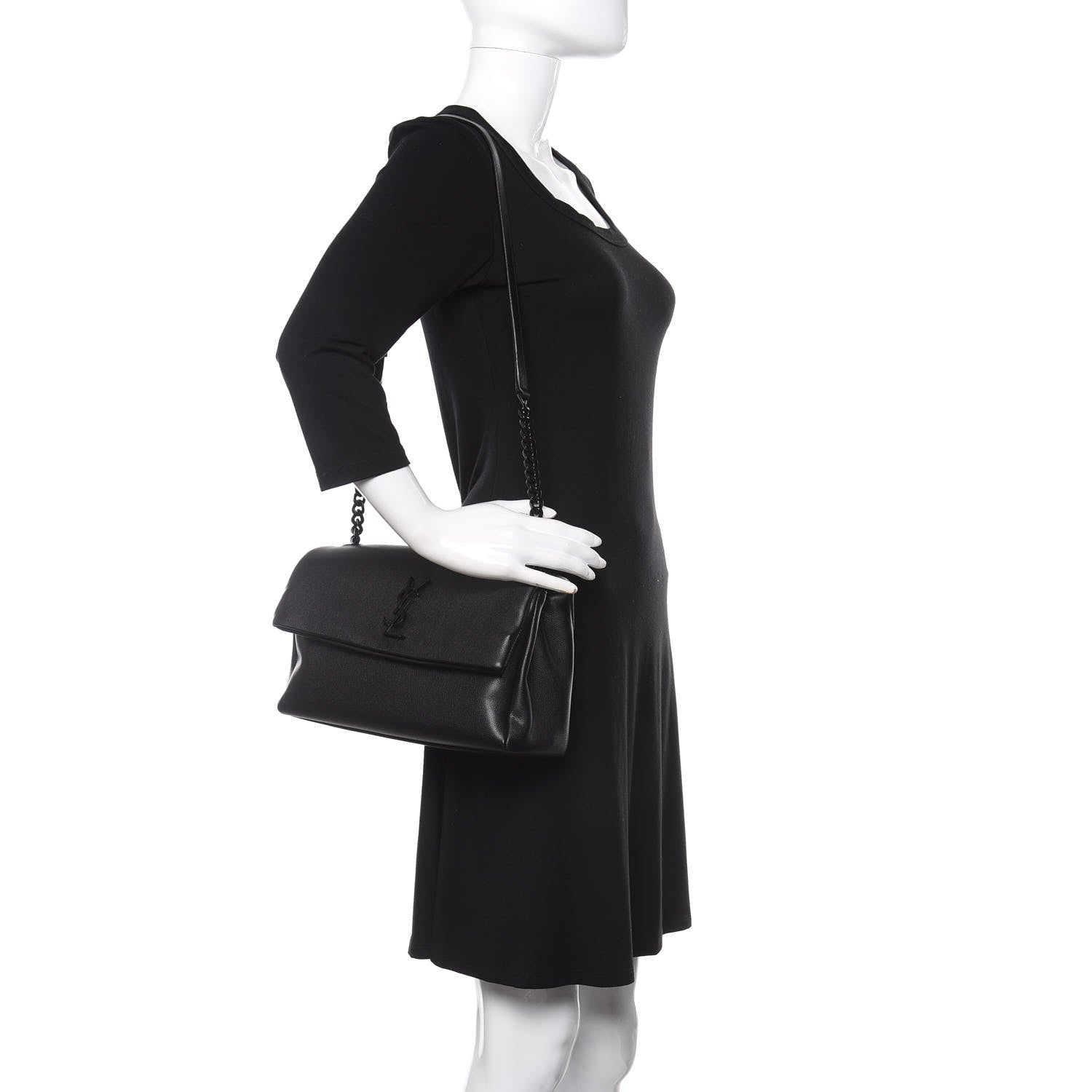 Saint Laurent Grain De Poudre Medium West Hollywood Monogram Fold-Over Black 2 of 10