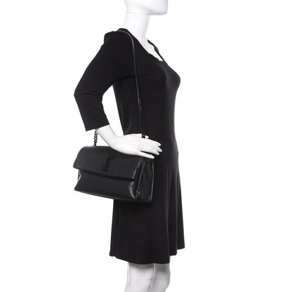 Saint Laurent Grain De Poudre Medium West Hollywood Monogram Fold-Over Black 2 of 10