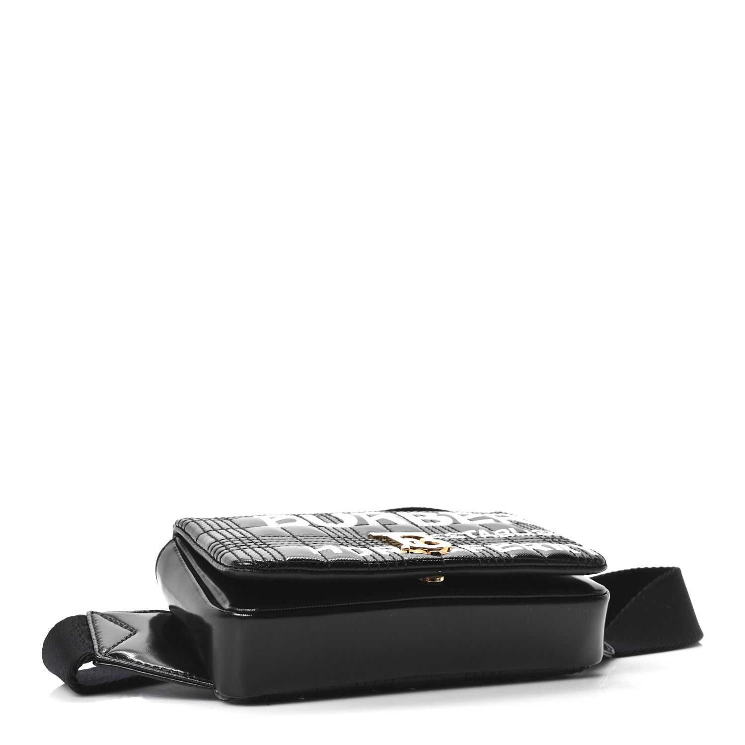 Burberry Patent Quilted Horseferry Print Lola Bum Bag Black