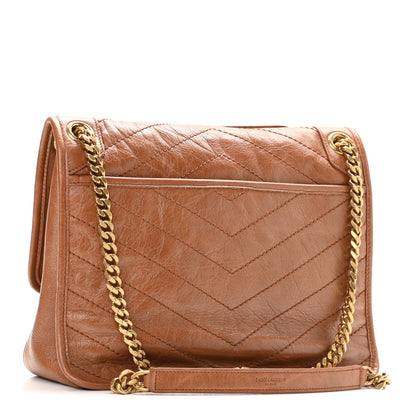 Saint Laurent Crinkled Calfskin Matelasse Monogram Medium Niki Chain Satchel Natural Tan 2 of 8