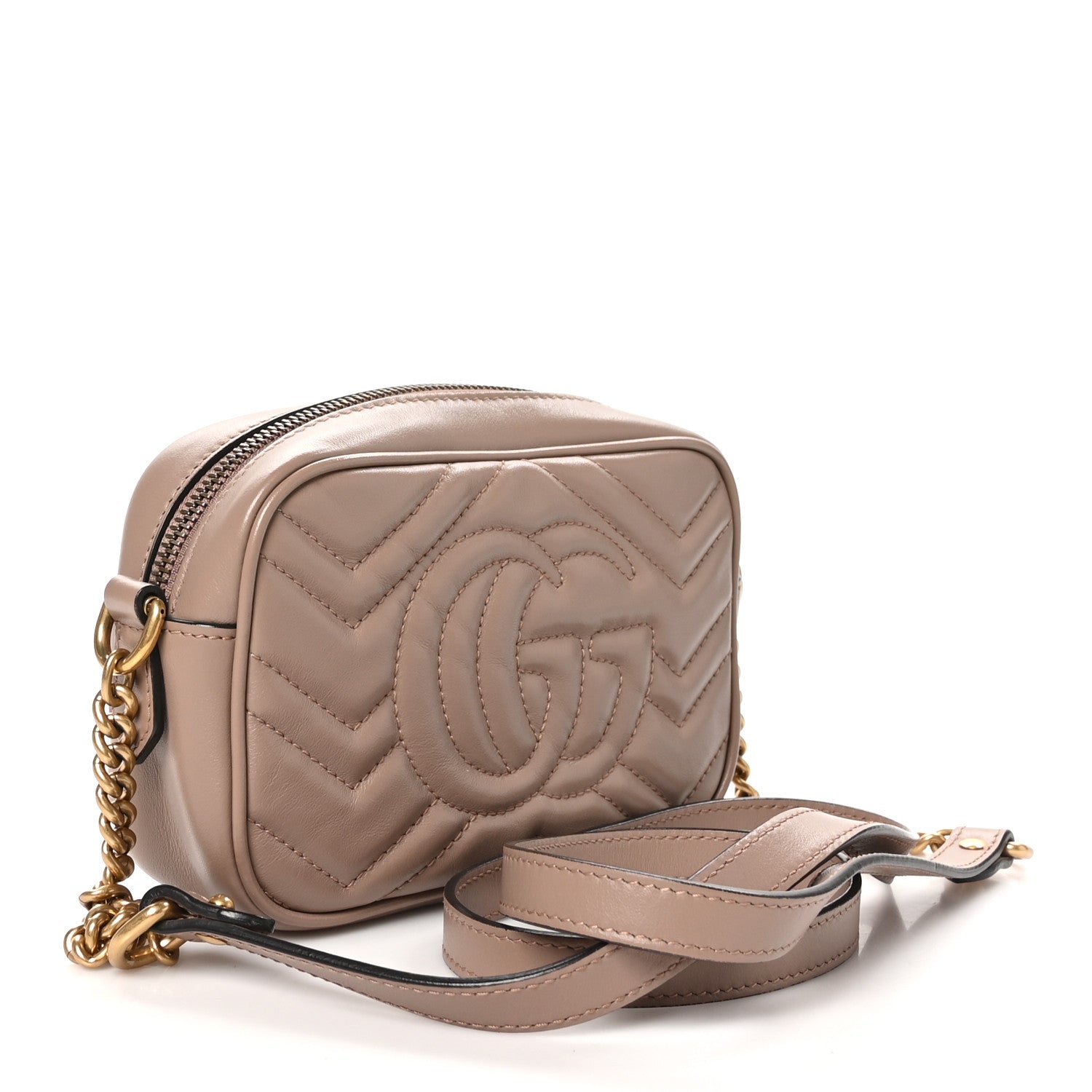 Gucci Calfskin Matelasse Mini GG Marmont Chain Shoulder Bag Porcelain Rose 3 of 10