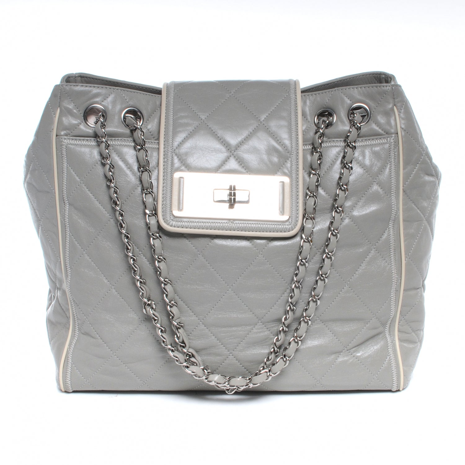 Chanel Lambskin Quilted East West Large Tote Grey 1 of 7