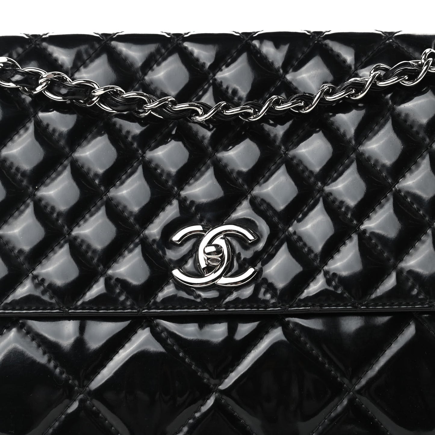 Vinyl Quilted In the Business Flap Bag Black