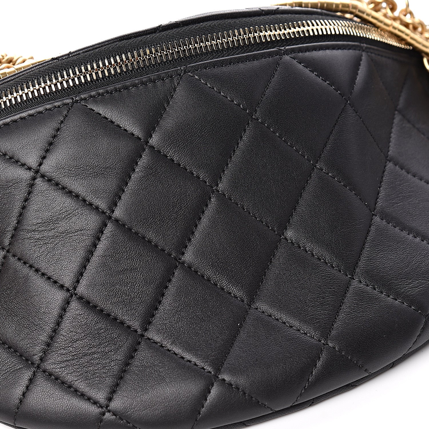 Chanel Lambskin Quilted All About Chains Waist Belt Bag Black 11 of 12