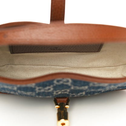 Gucci New Denim GG Monogram Calfskin Mini Jackie 1961 Hobo Blue Tea Cuir 8 of 13