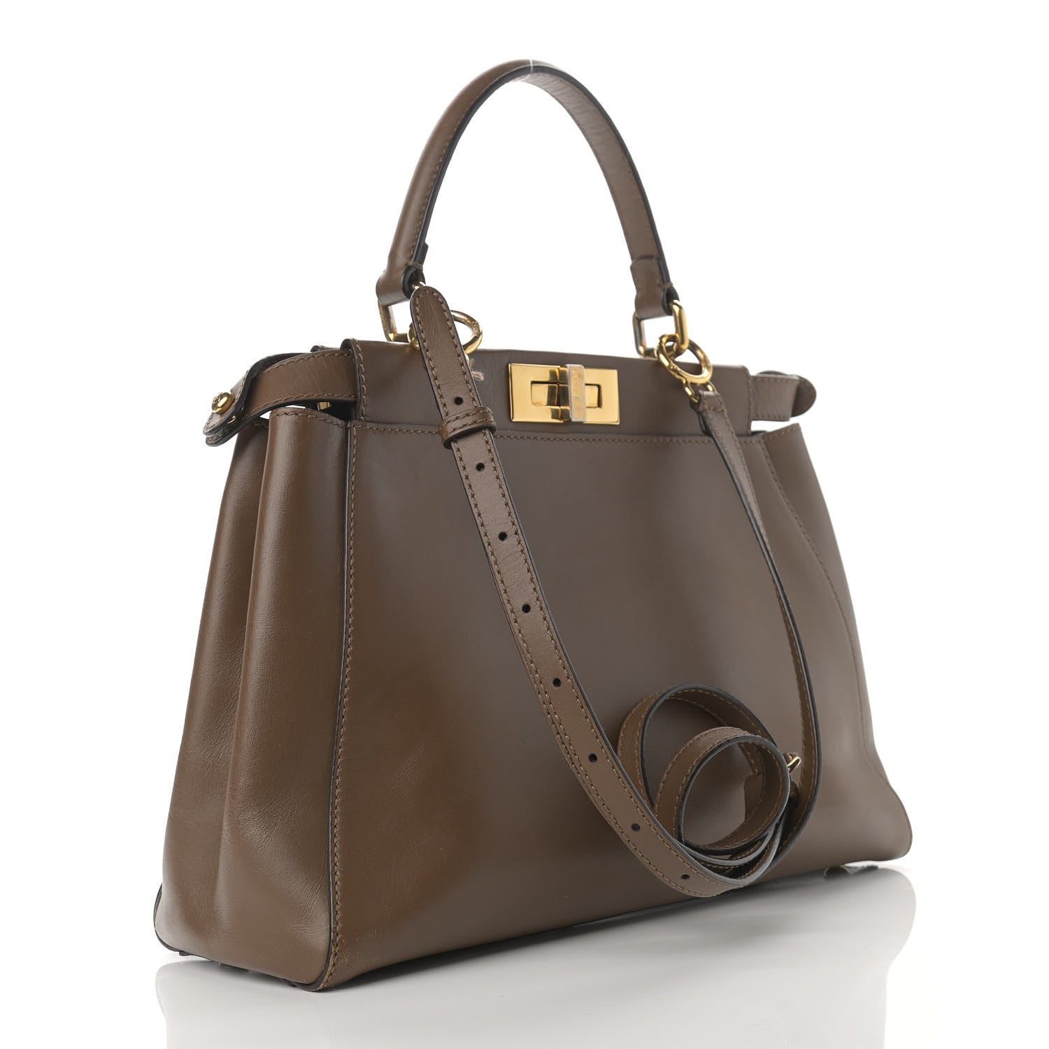 Fendi Vitello Morgan Fabric Jacquard Pequin Medium Peekaboo Iconic Satchel Foresta Tobacco Black 3 of 18