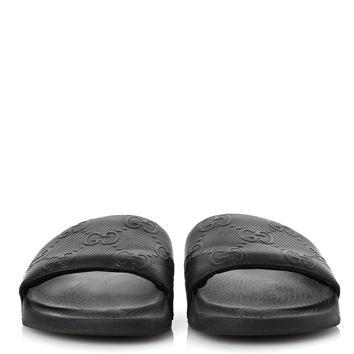 Rubber GG Monogram Mens Slide Sandals 11 Black