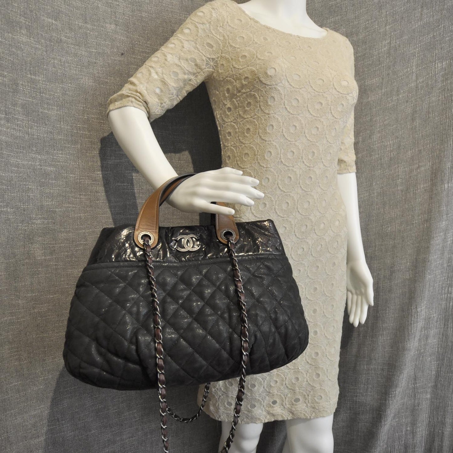 Leather Small In The Mix Tote Black
