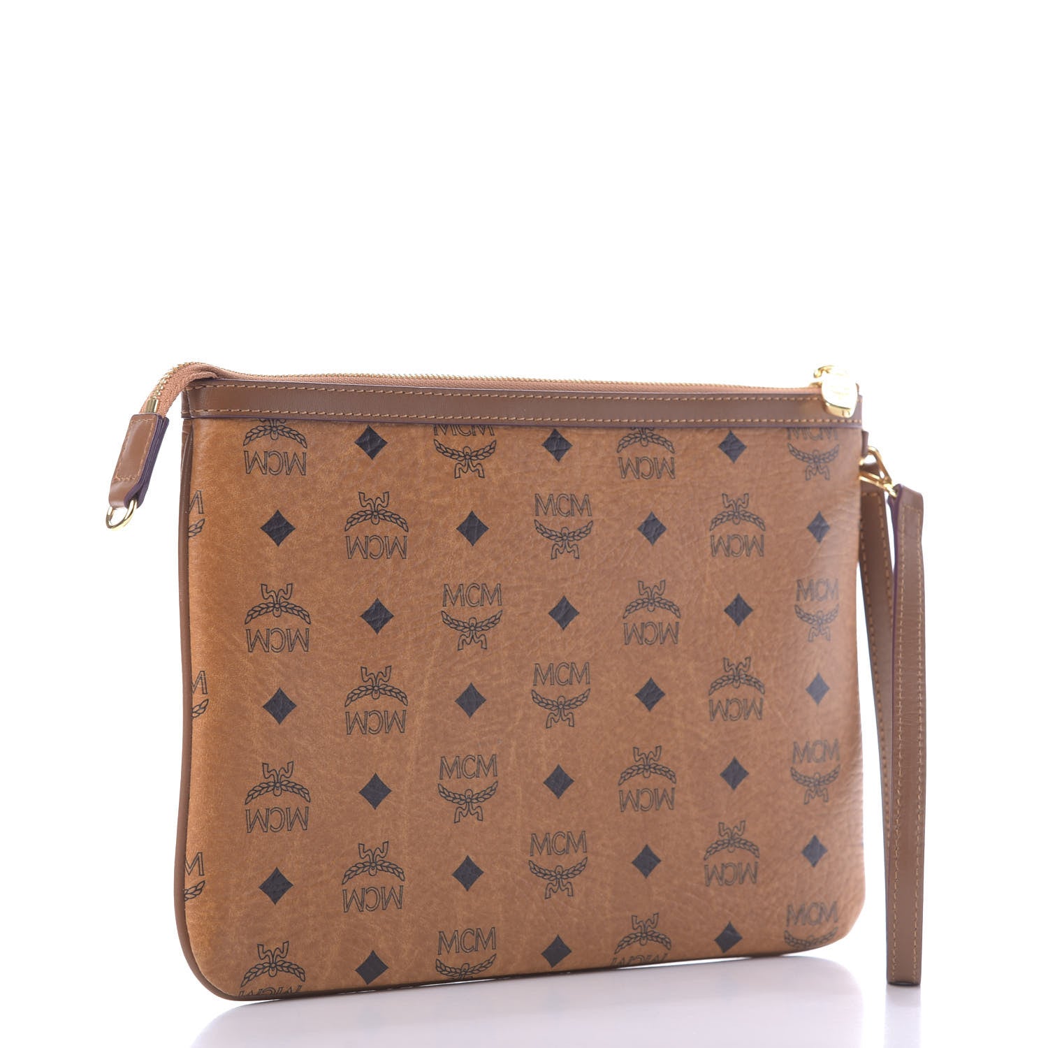 MCM Visetos Wristlet Zip Pouch Cognac 2 of 9