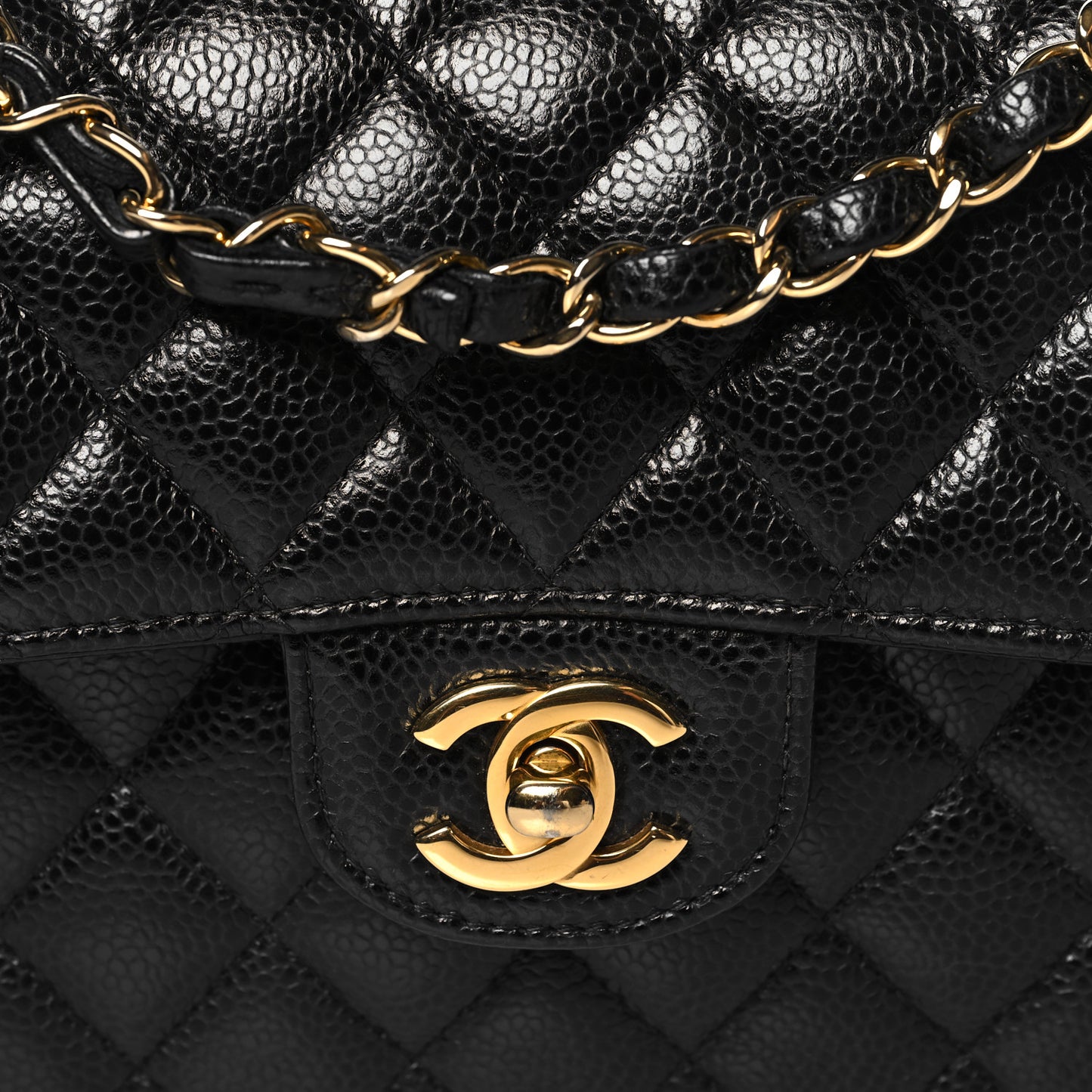 Caviar Quilted Small Double Flap Black