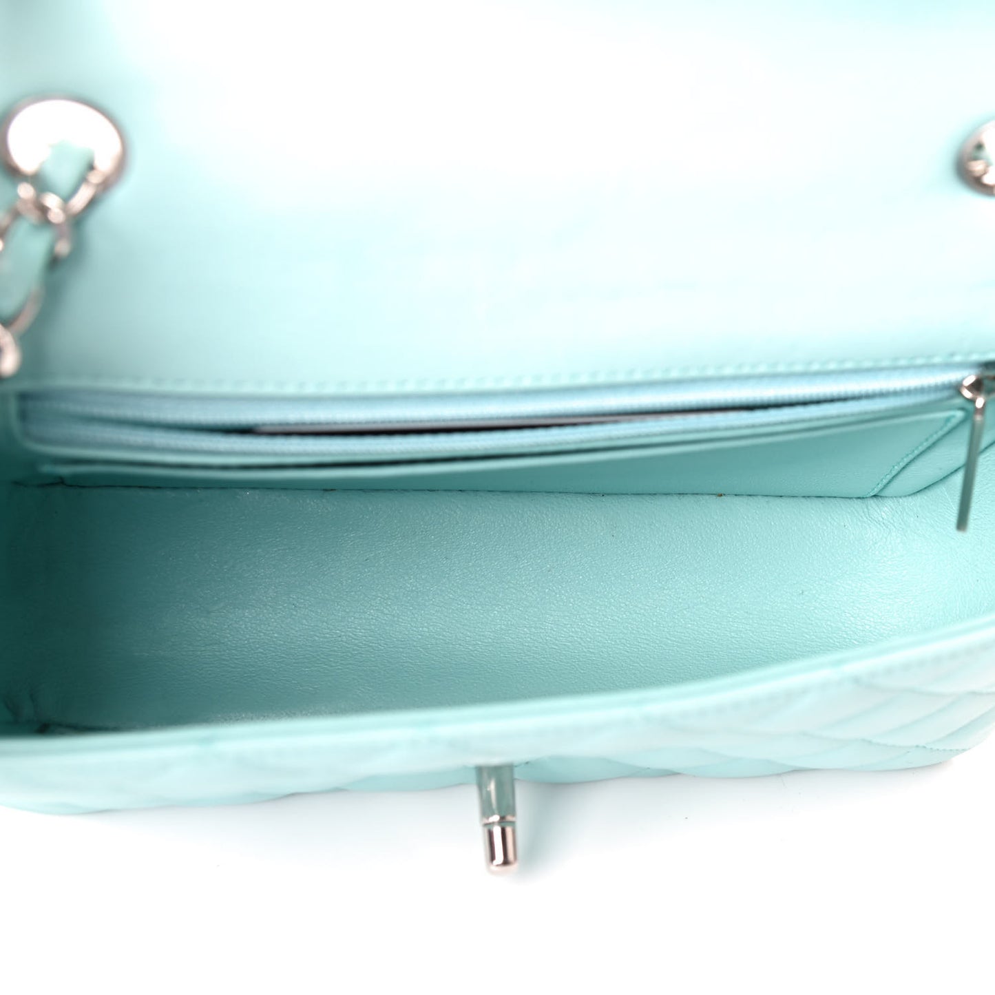 Lambskin Quilted Mini Rectangular Flap Neon Blue