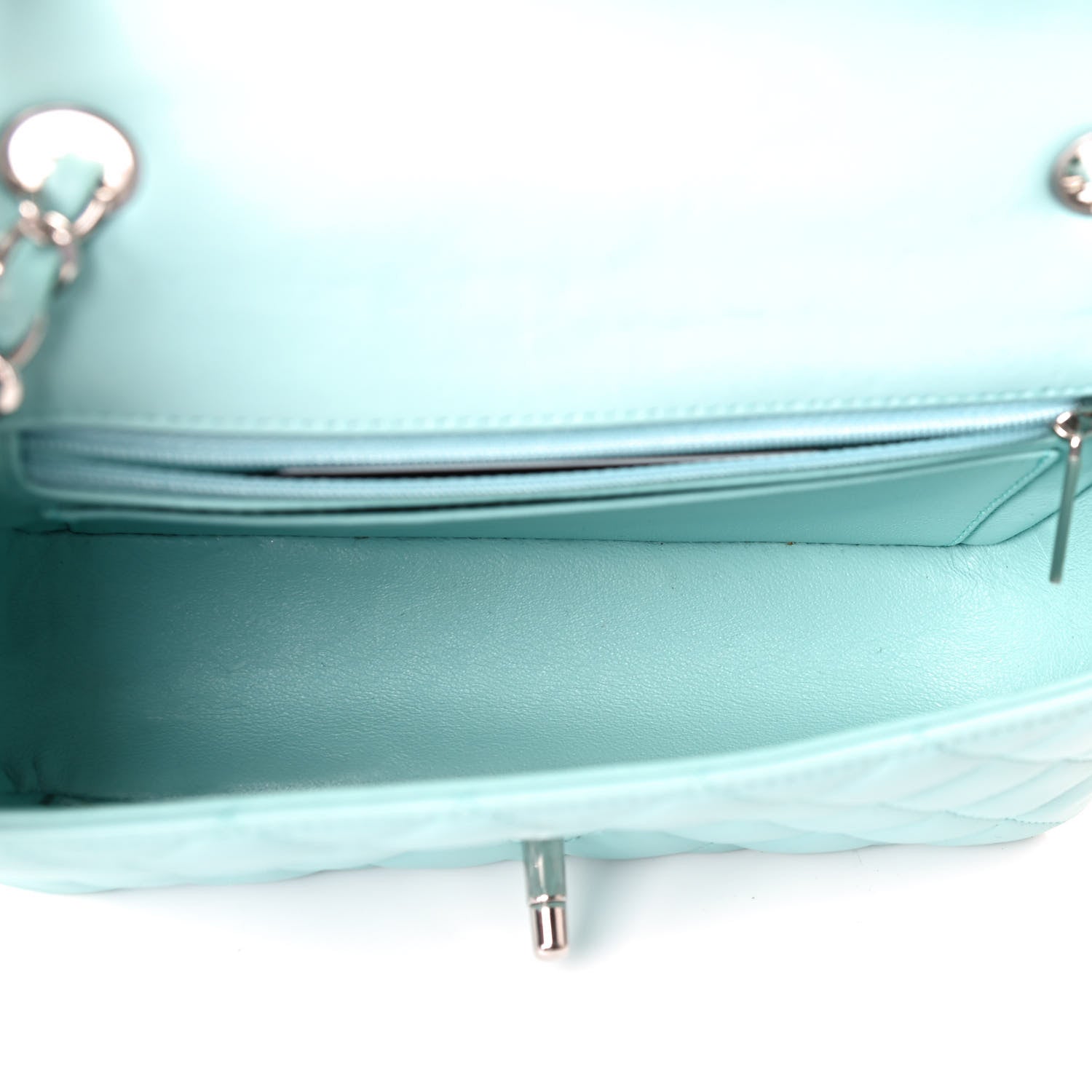 Chanel Lambskin Quilted Mini Rectangular Flap Neon Blue 4 of 4
