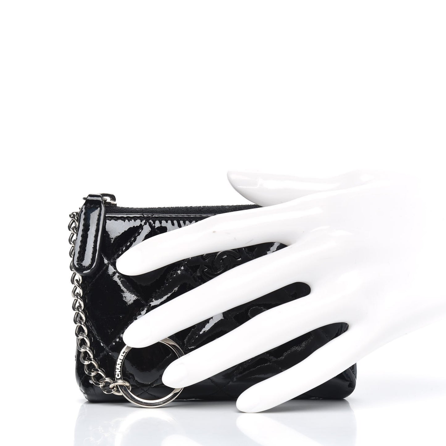 Patent Quilted Key Pouch So Black