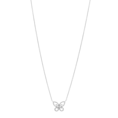 Graff 18K White Gold Diamond Butterfly Silhouette Mini Pendant Necklace 1 of 4