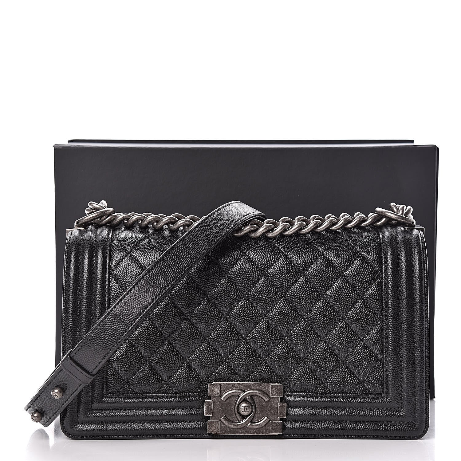 Chanel Caviar Quilted Medium Boy Flap Black 11 of 11