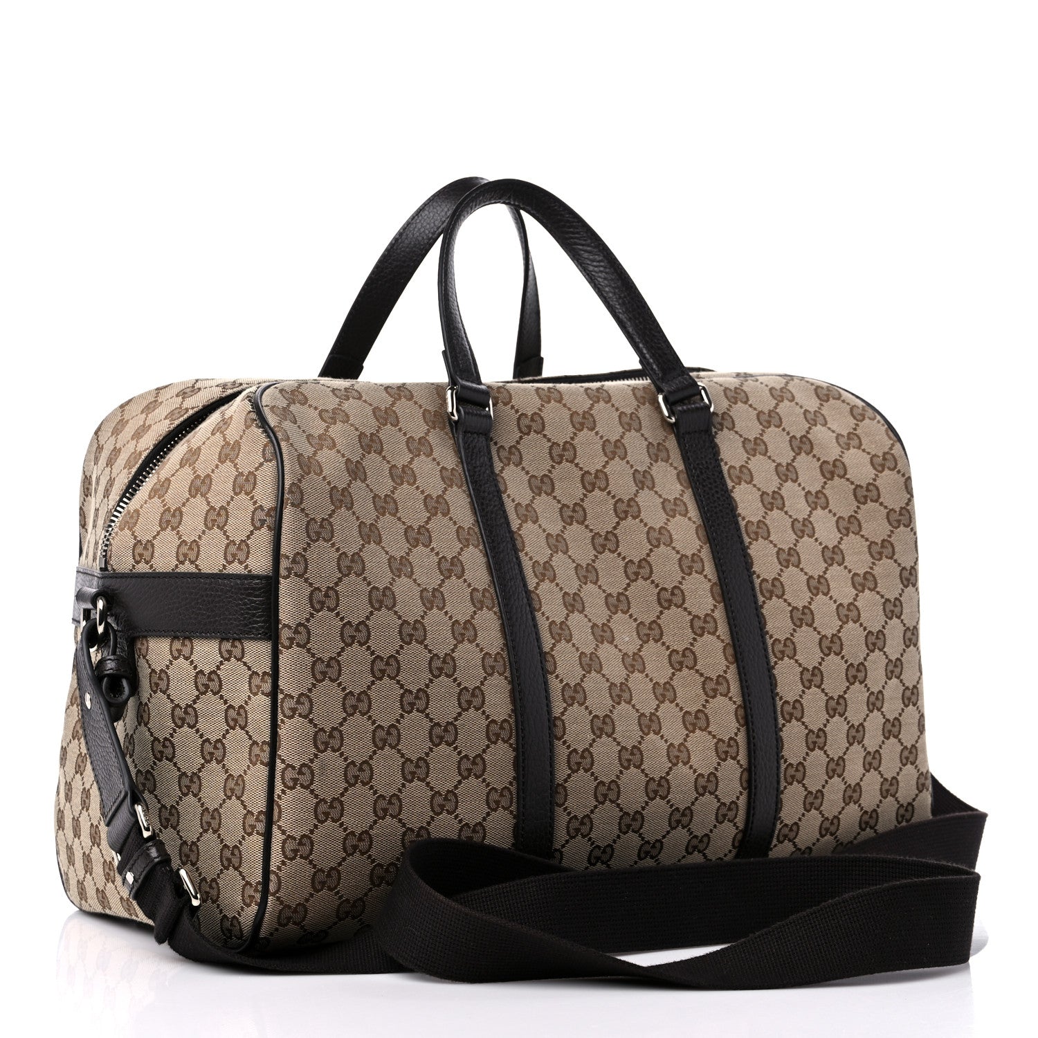 Gucci Monogram Dollar Calfskin Boston Duffle Bag Beige Ebony Testa di Moro Marrone Scuro 3 of 12