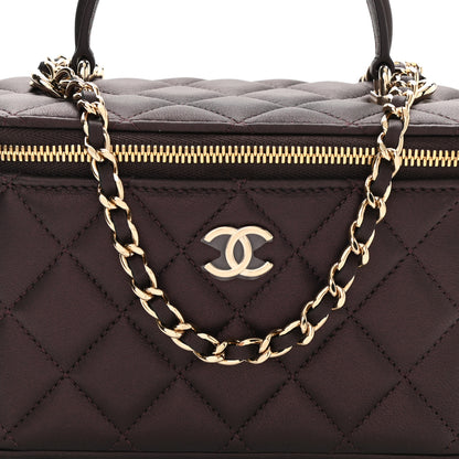 Chanel Iridescent Lambskin Quilted Small Top Handle Vanity Case With Chain Burgundy 9 of 12