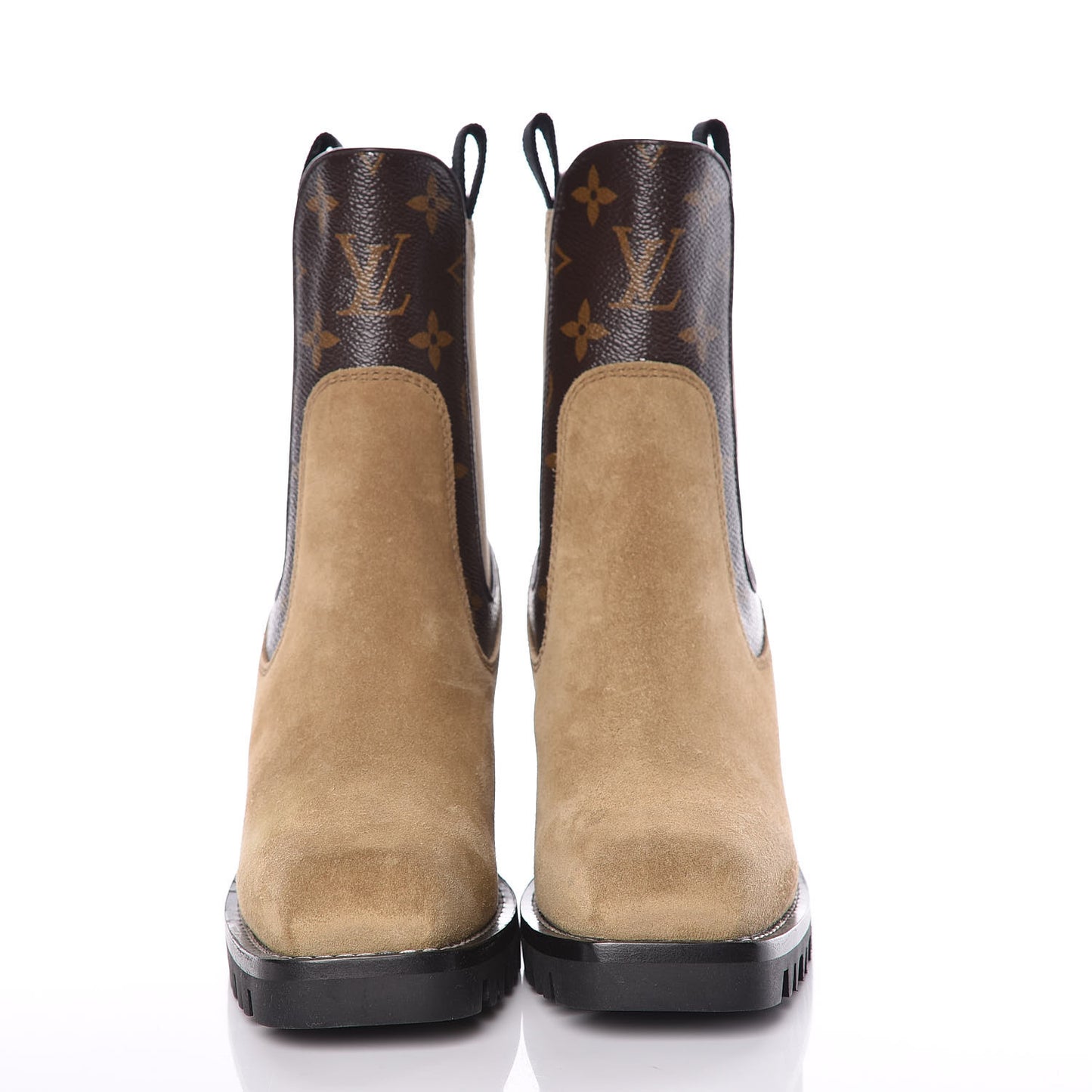 Suede Calfskin Monogram Limitless Ankle Boots 36 Beige