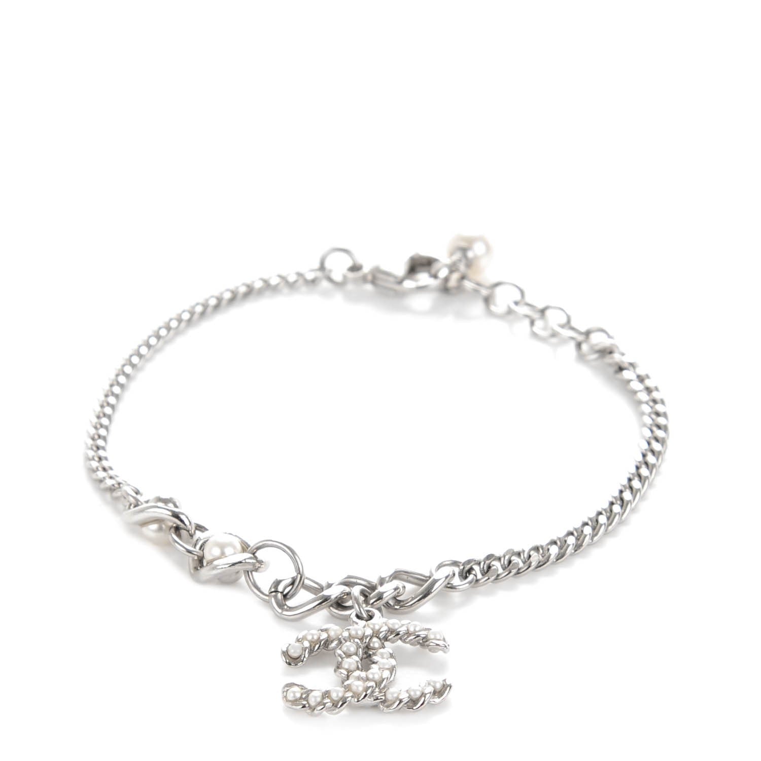 Chanel Pearl CC Chain Bracelet Silver 1 of 5