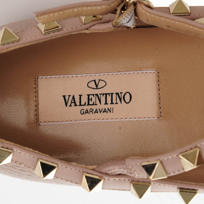 Valentino Garavani Pebbled Calfskin Rockstud Cage Ballerina Flats 36.5 Poudre 7 of 8