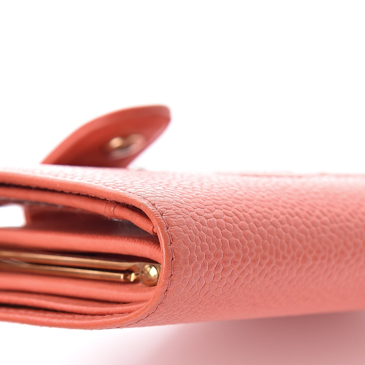 Chanel Caviar Timeless CC Zipped Pocket Wallet Light Red 13 of 17