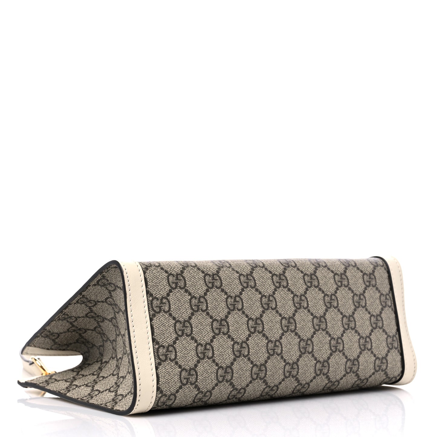 GG Supreme Monogram Moon Calfskin Small Padlock Tote Beige Ebony Mystic White
