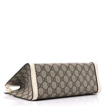 Gucci GG Supreme Monogram Moon Calfskin Small Padlock Tote Beige Ebony Mystic White 4 of 9