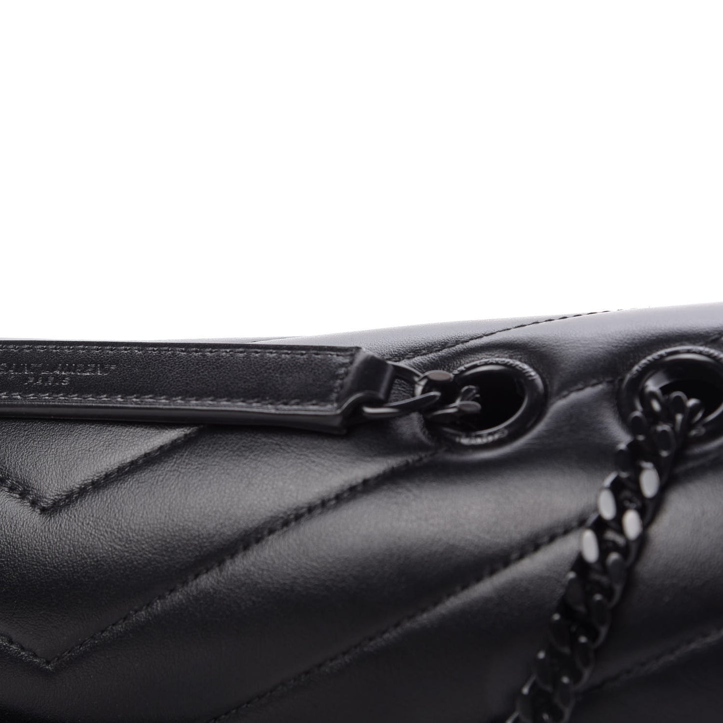 Calfskin Y Quilted Monogram Medium Loulou Chain Satchel Black