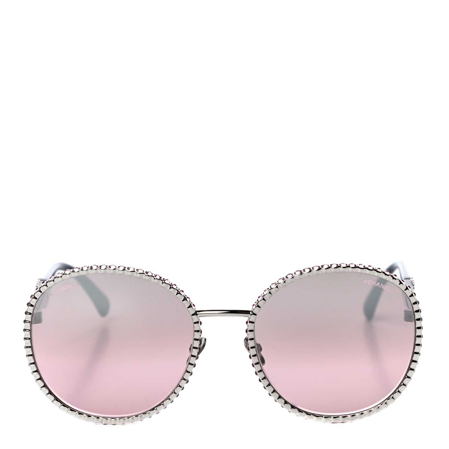 Metal Strass Round Sunglasses 71430 Black Pink