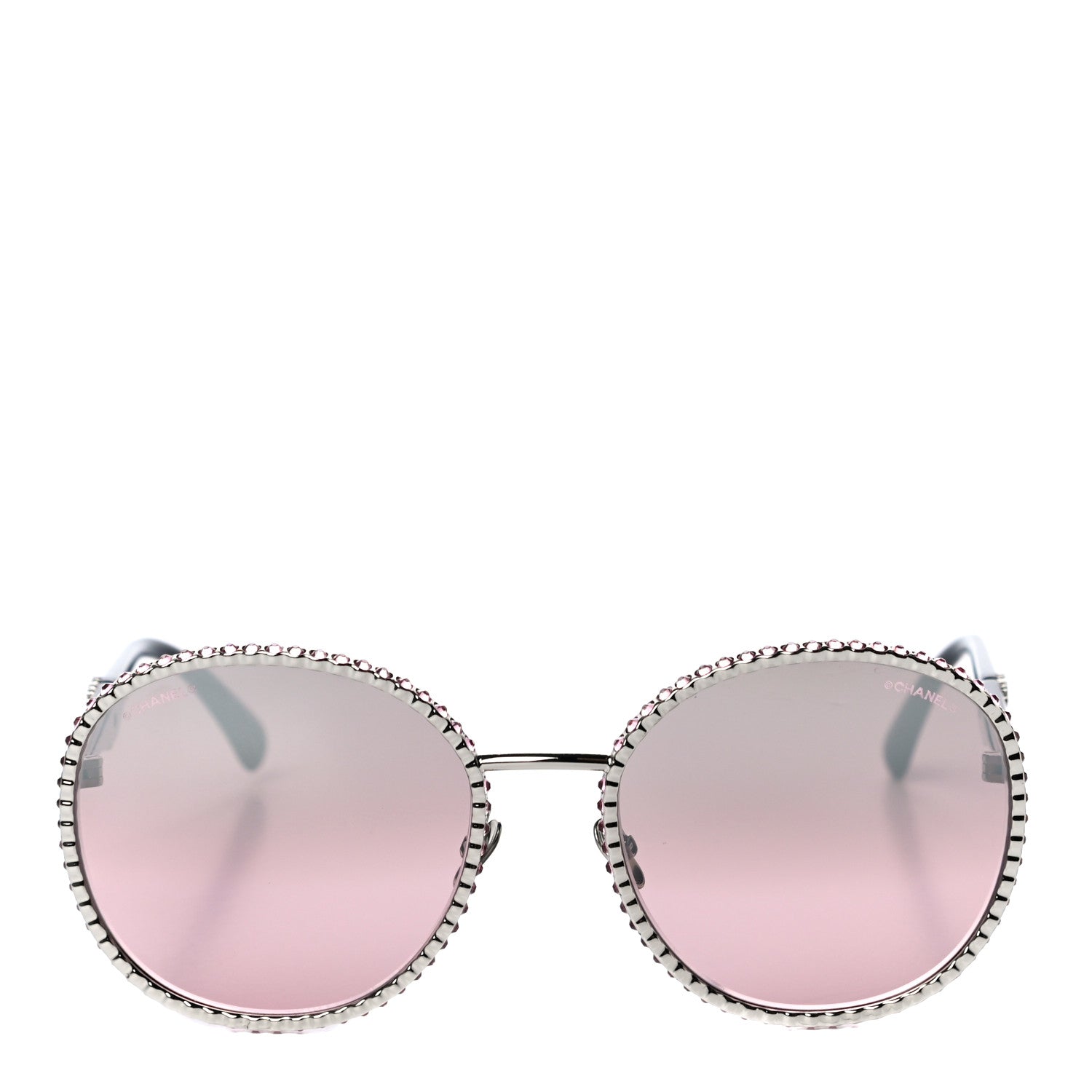 Chanel Metal Strass Round Sunglasses 71430 Black Pink 4 of 6