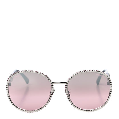 Chanel Metal Strass Round Sunglasses 71430 Black Pink 4 of 6