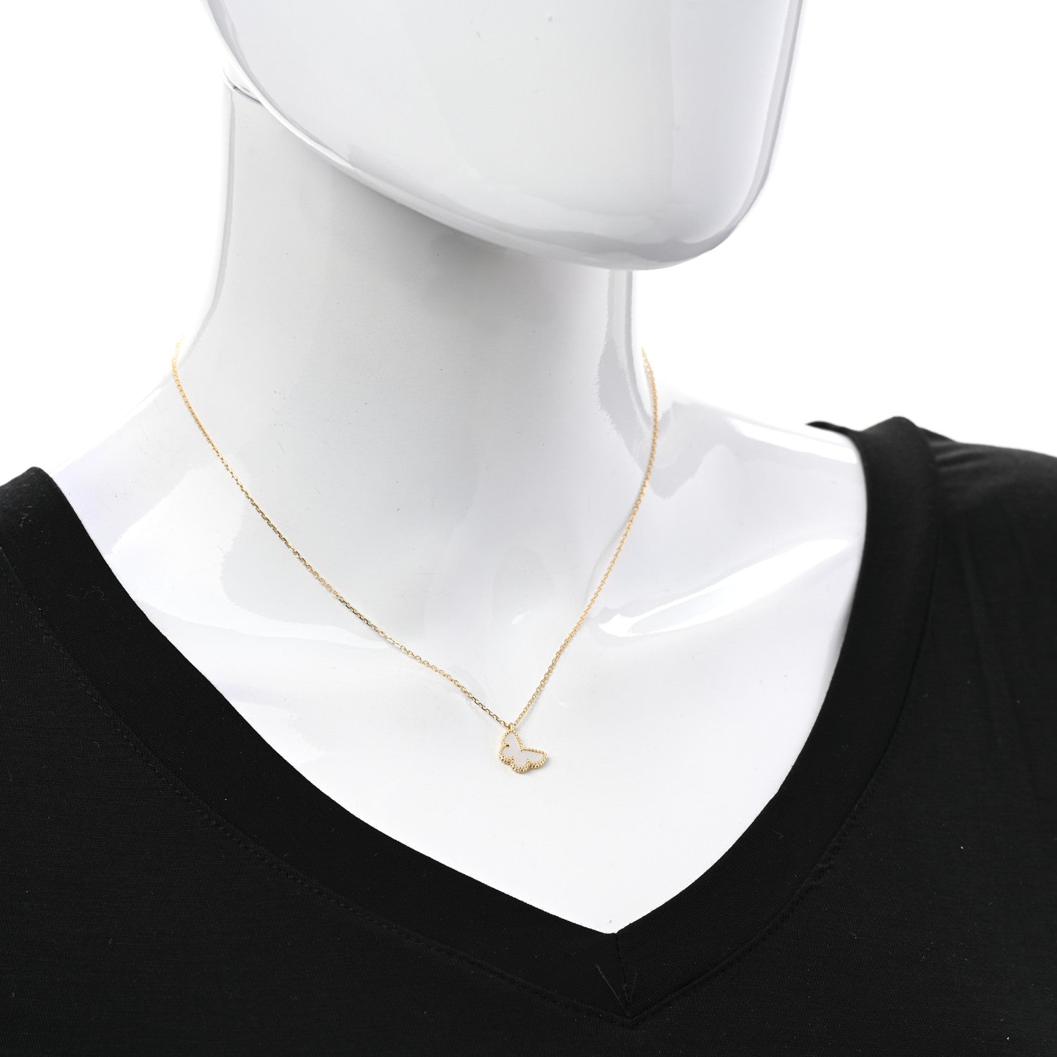 Van Cleef & Arpels 18K Yellow Gold Mother of Pearl Sweet Alhambra Butterfly Pendant Necklace 2 of 6